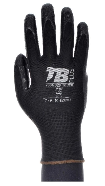 GUANTES POLIESTER NEGRO SIN COSTURAS NITRILO NEGRO