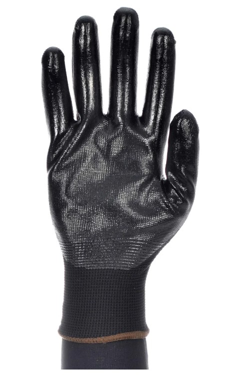 GUANTES POLIESTER NEGRO SIN COSTURAS NITRILO NEGRO
