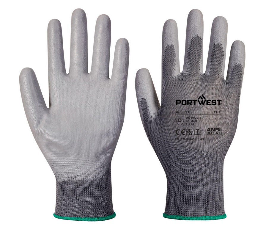 GUANTES CON PALMA PU GRIS