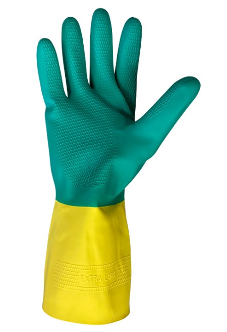 GUANTES "CAPITOL II" LATEX INT. ALGODON VERDE/AMARILLO